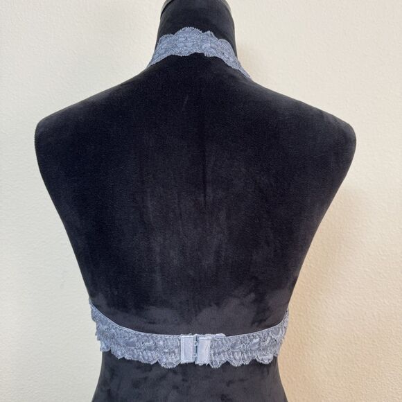 Intimately Free People Bralette Womens Small Gray Lace Halter Stretch Lingerie - Picture 2 of 6